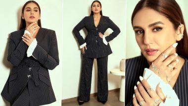 Huma Qureshi Slays in Black-White Striped Pantsuit As She Kickstarts Maharani 3 Promotions; Check Out Her OOTD (See Pics)